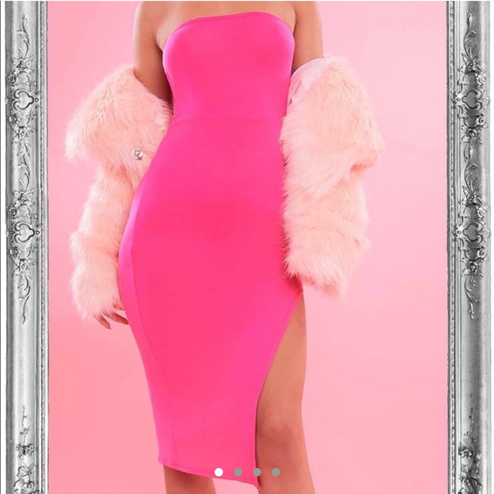 Pink midi tube dress prettylittlething